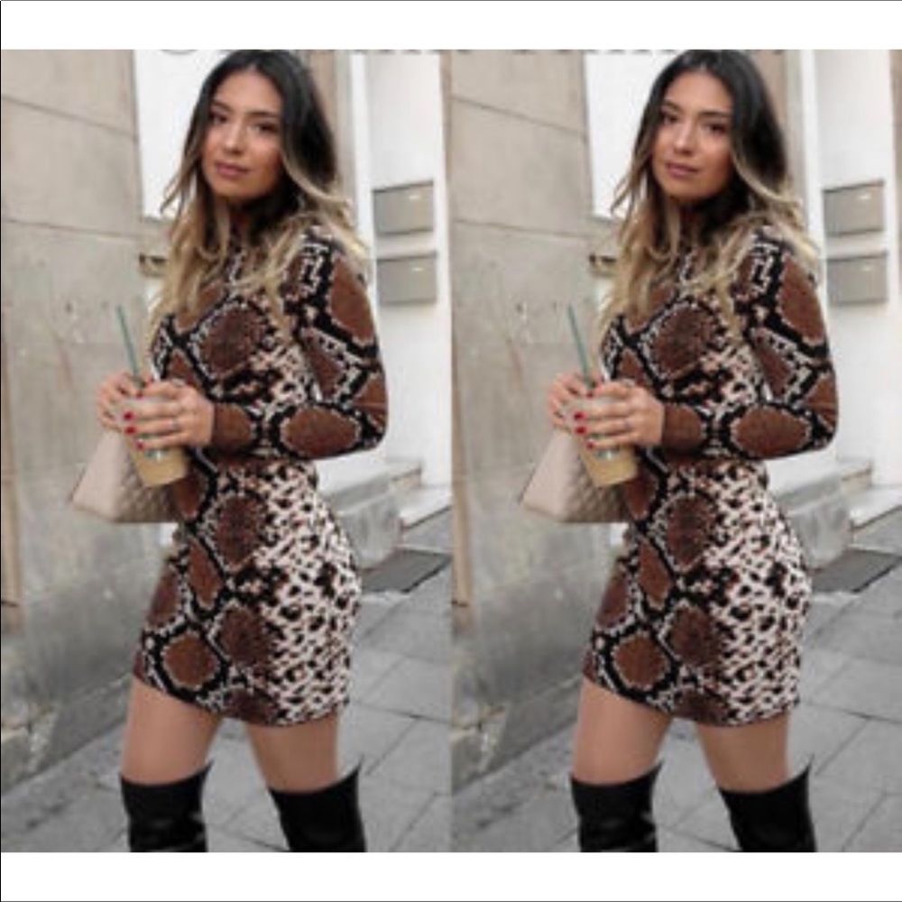 SNAKESKIN PRINT JACQUARD DRESS